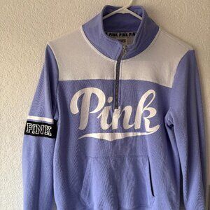 PINK VICTORIA'S SECRET SOFT LAVENDER HALF ZIP SWEATSHIRT WOMENS SMALL
